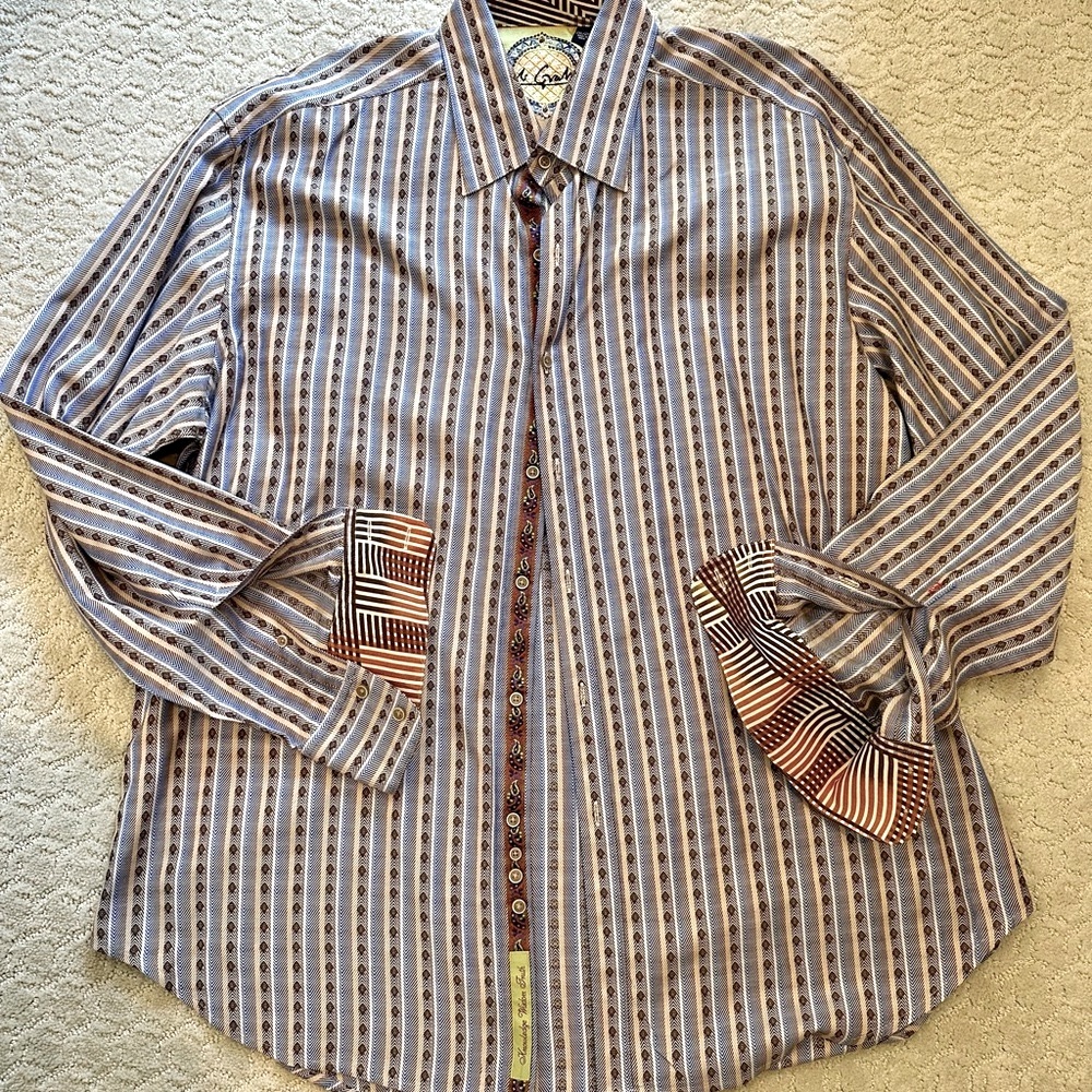 Robert Graham Blue and White Striped Button Down Shirt
